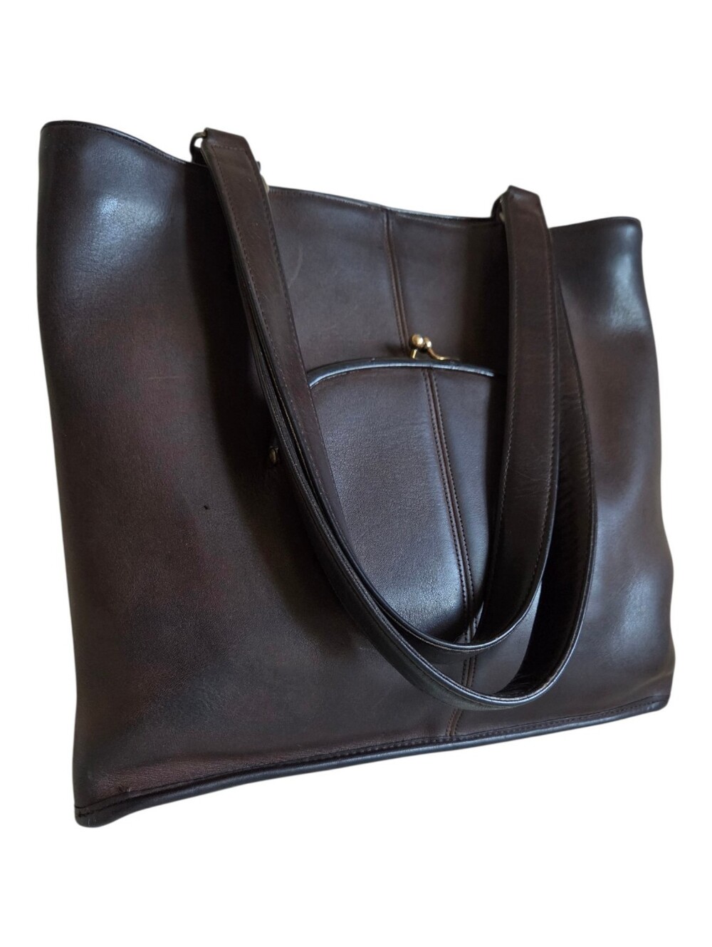 ​RARE vtg 1970s COACH bonnie cashin kisslock tote bag NYC made leather brown
